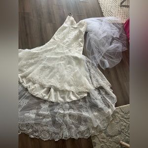David tetura wedding dress and veil (older than dress)